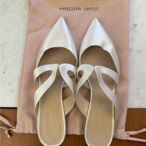 Stuart Weitzman Mariposa Flat - White Satin